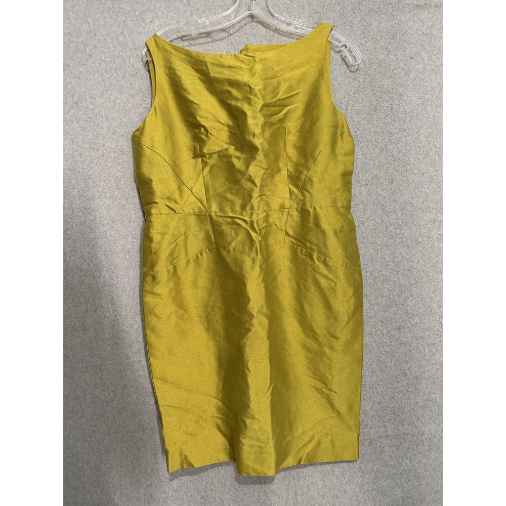 Oscar De La Renta Dress Womens 12 Yellow Boat Neck Sheath Silk Lined Knee Length